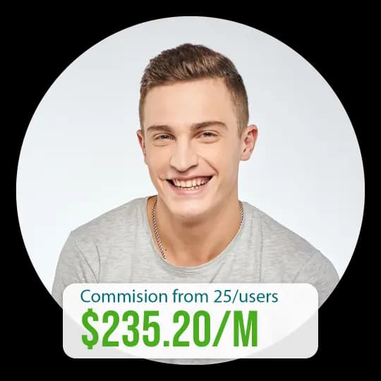 Calixpert affiliate earnings chart for 25 active users