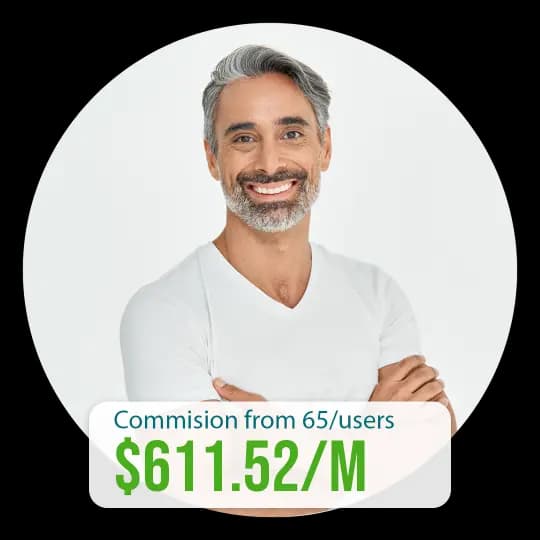 Calixpert affiliate earnings chart for 65 active users
